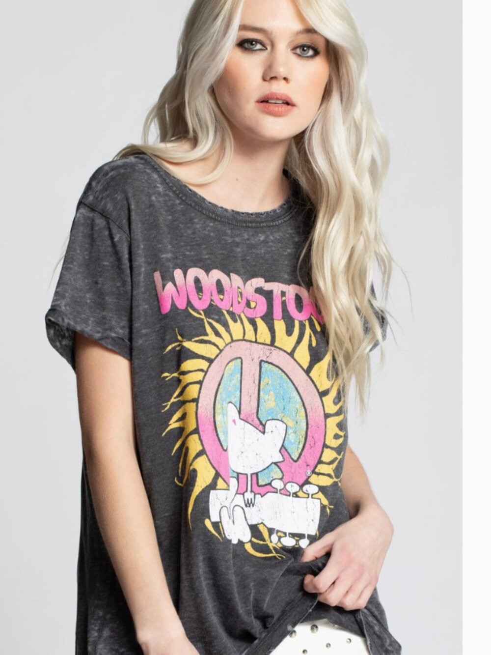 NWT RECYCLED KARMA WOODSTOCK 1969 BURNOUT  Mineral Wash Tshirt